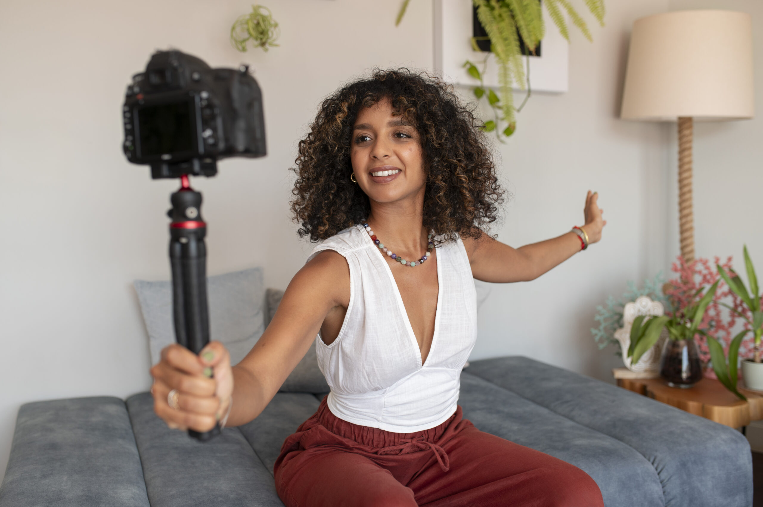 Person making a video to past on social media